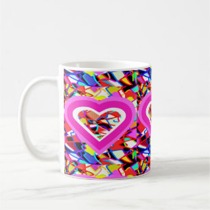 Taza De Café Colores de amor brillantes en un patrón de mosaico