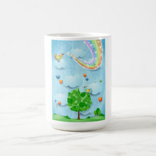 Taza De Café Colores de arcoíris y árbol