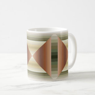Taza De Café Colores De Arte De Patrón Marrón, Verde Y Tan Raya