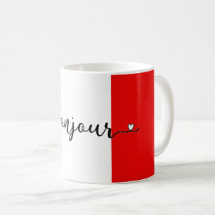 Taza De Café Colores de la bandera francesa Bonjour