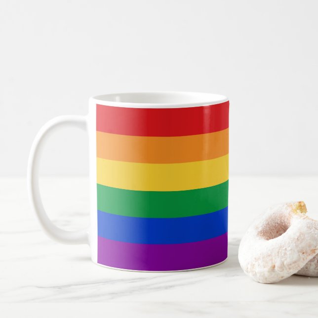Taza De Café Colores de la bandera LGBTQ (Con donut)