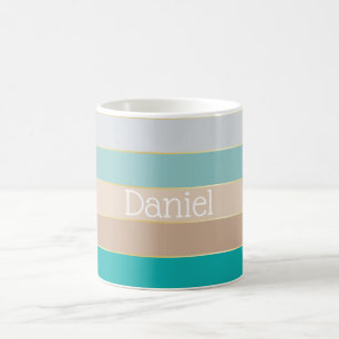 Taza De Café Colores de verano personalizado bandas de bloques