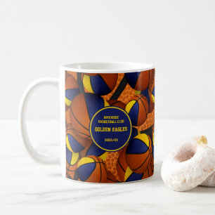 Taza De Café colores del equipo de baloncesto azul oro nombre d
