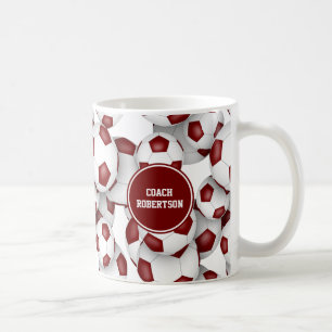 Taza De Café Colores del equipo de fútbol blanco granate nombre