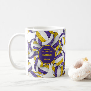 Taza De Café colores del equipo de voleibol de oro morado nombr