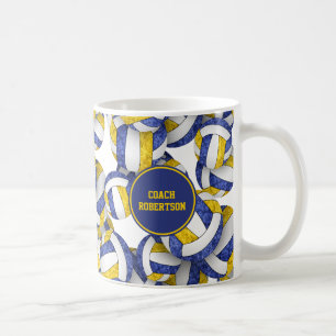 Taza De Café colores del equipo de voleibol dorado azul nombre 