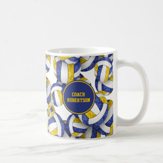 Taza De Café colores del equipo de voleibol dorado azul nombre 