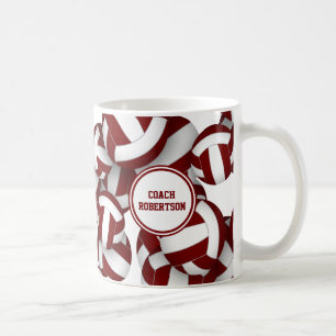 Taza De Café colores del equipo de voleibol granate y blanco re