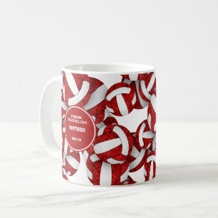 Taza De Café colores del equipo de voleibol rojo blanco nombre