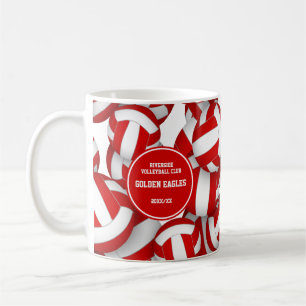Taza De Café colores del equipo de voleibol rojo y blanco regal