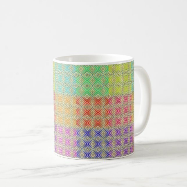 Taza De Café Colores Del Patrón De Diamante Alternativo Del Arc (Anverso derecho)