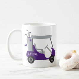 Taza De Café Colores escolares - Carro de golf morado y gris