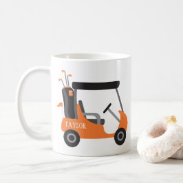 Taza De Café Colores escolares - Carro de golf Naranja y negro
