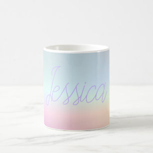 Taza De Café Colores Fríos Gradientes Ombré y Tu Letra
