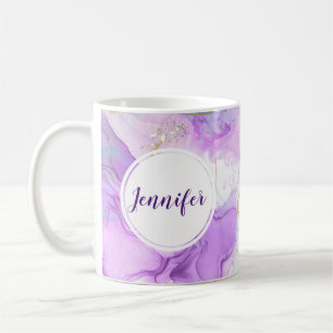 Taza De Café Colores morados, verdes y rosados de color elegant