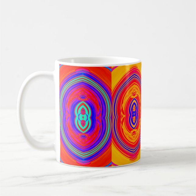 Taza De Café Colores Neón Patrón Abstracto (Izquierda)
