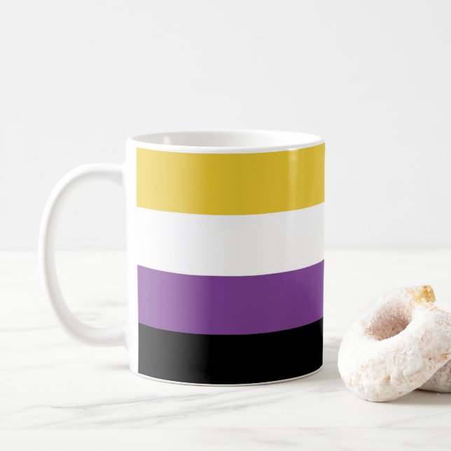 Taza De Café Colores no binarios Bandera Café Mug (Con donut)