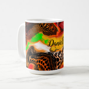 Taza De Café Colores otoñales personalizados Resumen Pintura de