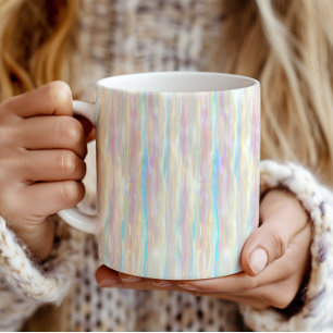 Taza De Café Colores pastel con patrón de rayas iridiscentes br