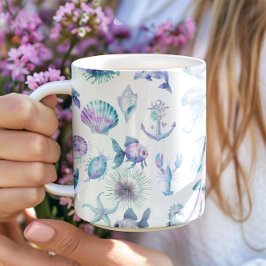 Taza De Café Colores pastel de ambiente de playa patrón de anim
