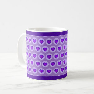Taza De Café Colores pasteles y corazones morados golpeando