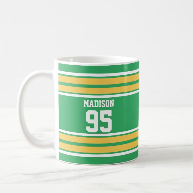 Taza De Café Colores Personalizados rayados de Jersey amarillo  (Izquierda)