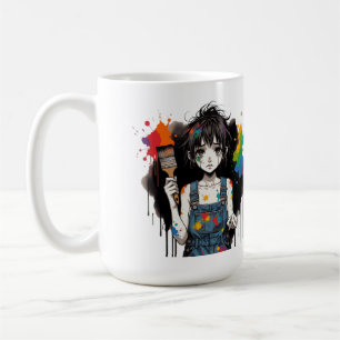 Taza De Café Colores que sangran Llorando Artista Chica Manga A