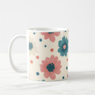 Taza De Café Colores retro Flores Estilo Boho Floral Vintage