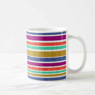 Taza De Café Colores Retro Texturizado con Rayas