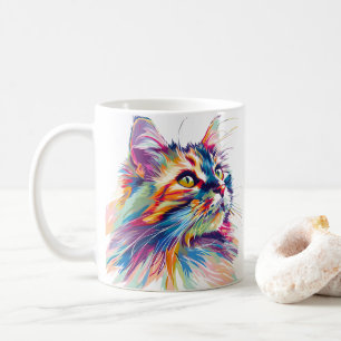 Taza De Café Colores vibrantes de la cara del gato