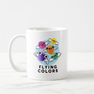 Taza De Café Colores voladores Divertidas Alas Coloridas Pun