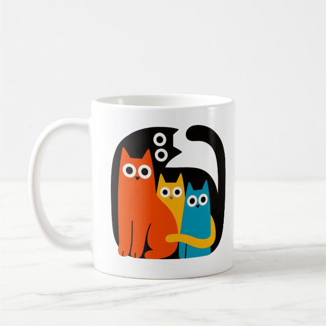 Taza De Café Colorful Abstract Cat Trio Mug (Izquierda)