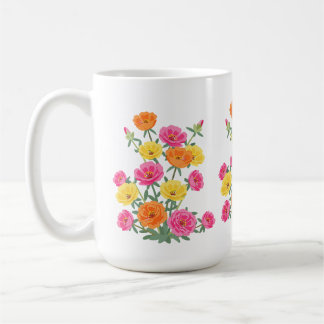 Taza De Café Colorful Abstract Moss Rose Flower Botanical Art