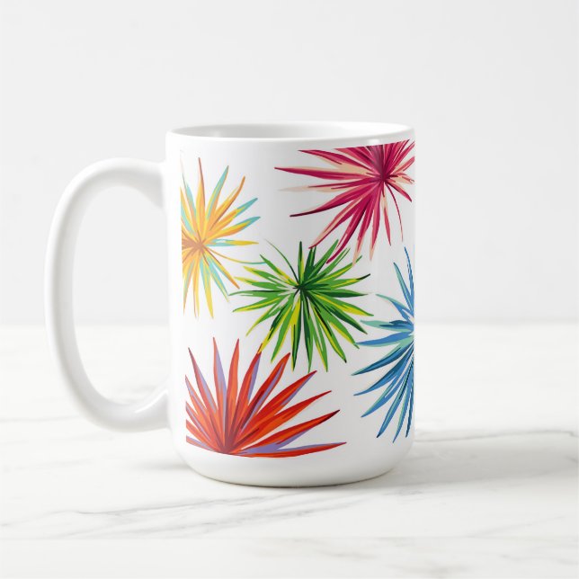 Taza De Café Colorful Abstract Palm Burst (Izquierda)