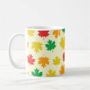 Taza De Café Colorful Autumnal Leafs - Nature Pattern