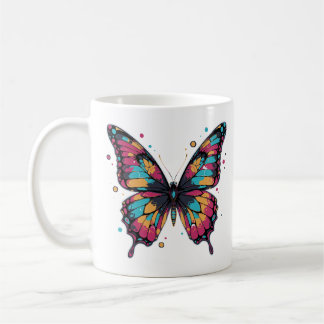 Taza De Café Colorful Butterfly Illustration