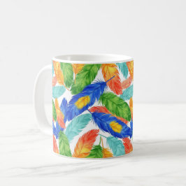 Taza De Café Colorful Feather Pattern — Watercolor Abstract