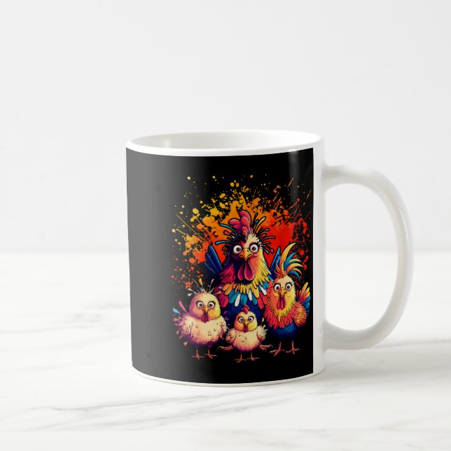 Taza De Café Colorful Funny Chicken Art  (Derecha)