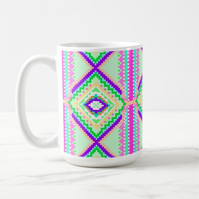 Taza De Café Colorful Geometric Boho Pattern (Izquierda)