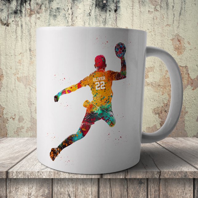 Taza De Café Colorful Handball Player (Subido por el creador)