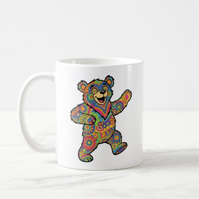 Taza De Café Colorful Psychedelic Teddy Bear Art (Izquierda)
