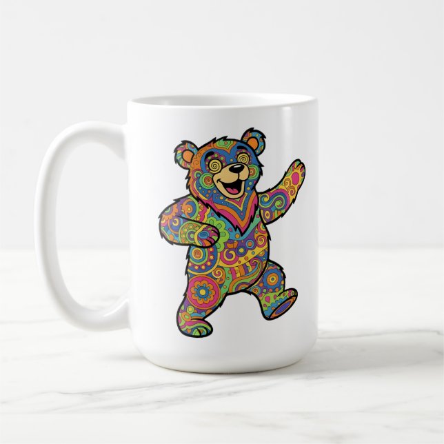 Taza De Café Colorful Psychedelic Teddy Bear Art (Izquierda)