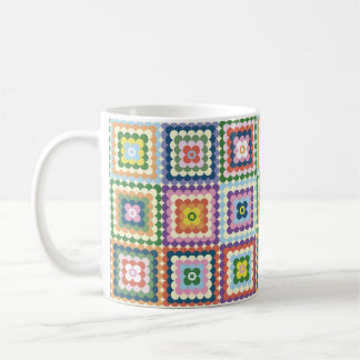 Taza De Café Colorful Retro Mid-Century Mid-Mod Crochet Blossom