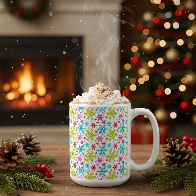 Taza De Café Colorful Retro Snowflakes Christmas  (Subido por el creador)