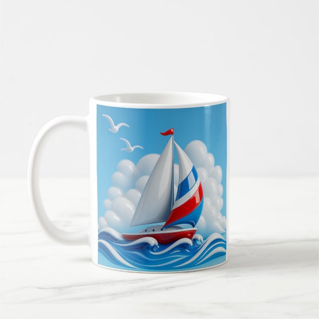 Taza De Café Colorful Sailboat Adventure (Izquierda)