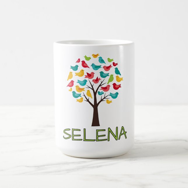 Taza De Café Colorful Tree with Birds (Centro)