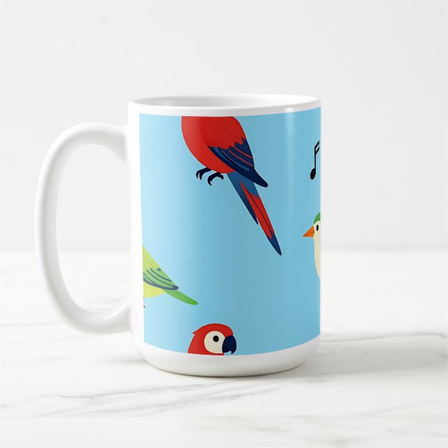 Taza De Café Colorful Tropical Birds Pattern (Izquierda)