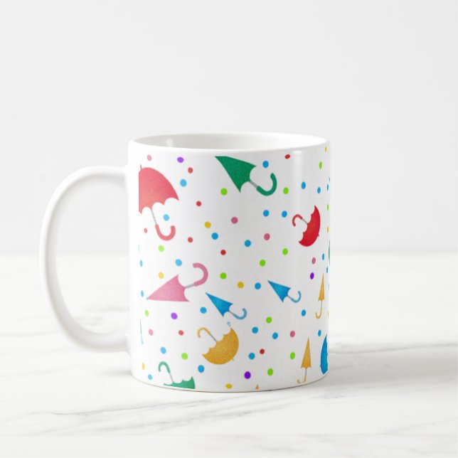 Taza De Café Colorful Umbrellas and Confetti Pattern (Izquierda)