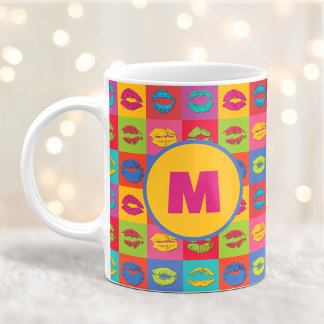 Taza De Café Colorful XOXO Kissing Lips Personalized