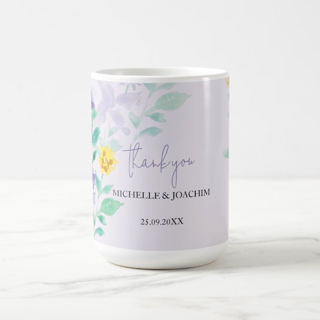 Taza De Café Colorida acuarela floral Lilac Boho (Centro)